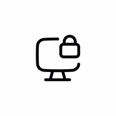 Locked Desktop Monitor Vector Icon Sign Symbol