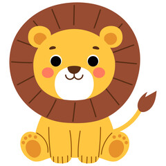 cute lion sitting cartoon for kids illustration