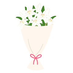 white lily bouquet with bow illustration
