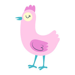 cute cartoon hen in simple scandinavian style isolated on white background, flat vector illustration for kids, easter card