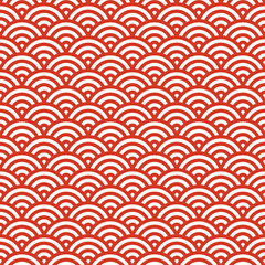 Traditional Japanese waves seamless pattern. Oriental print with geometric design.
