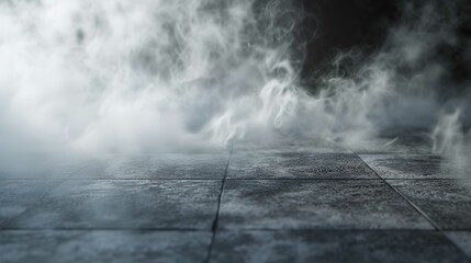 Photograph of Smoke on a Cement Floor with Defocused Background