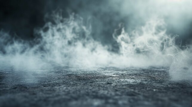 Photograph of Smoke on a Cement Floor with Defocused Background