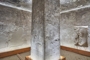 King Seti tomb at the Valley of Kings .Luxor . Egypt. Hieroglyphics in King Seti tomb.wall reliefs...