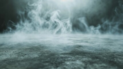 Fototapeta premium Photograph of Smoke on a Cement Floor with Defocused Background