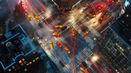 City traffic captured in a blend of motion and light