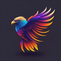 Gradient eagle logo in vector line art style