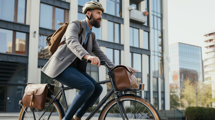 Obraz premium Urban Cyclist Commuting in the City