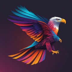 Vector illustration Eagle depicted in gradient line art logo