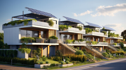 Obraz premium Green Living: Multifamily Residences with Solar Energy 