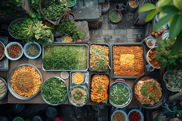 Experience the vibrant  street food scene from a top view. Explore the bustling markets filled with an array of delicious dishes sold right on the streets 