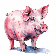 Piggy bank watercolor illustration on white background