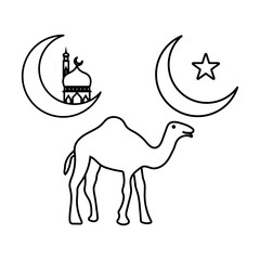Ramadan icons.Vector line icon for eid ul fitr and eid ul adha. Muslim islamic feast.