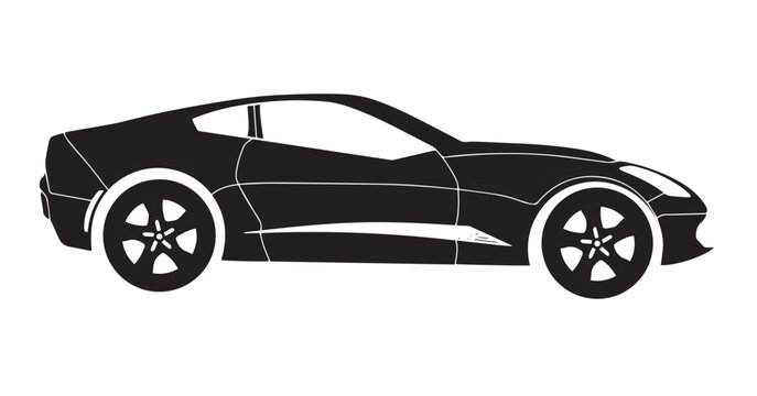 Sports car silhouette side view