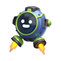 Variety of 3D Robot Expressions Illustration