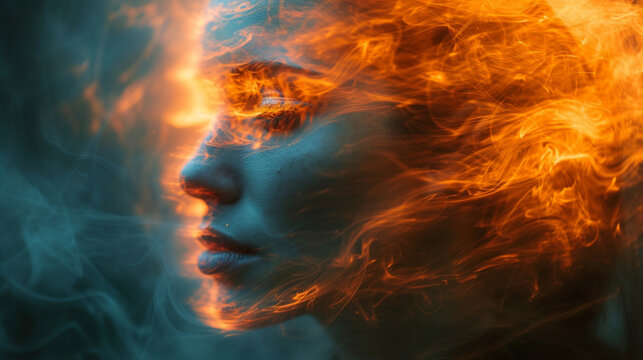 A creative interpretation of the release of cortisol during stress, using sharp, contrasting colors and shapes,