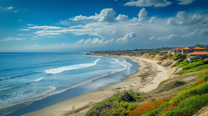 Fototapeta na wymiar Panoramic view of a beach coastline