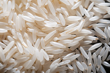 Close up of raw white long grain rice