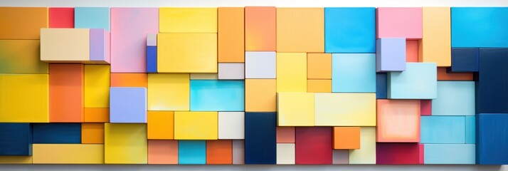 Abstract colorful colors and geometric shapes on a wall