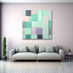 Abstract colorful colors and geometric shapes on a wall