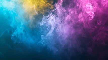Obraz premium Yellow Blue and Pink Abstract Smoke Pattern