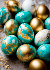 Fototapeta na wymiar Easter eggs with marble patterns. Selective focus.