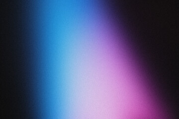 Blue, Purple, pink, white and black grainy gradient background abstract glowing color wave on dark backdrop, noise texture, banner header design