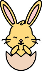 cute easter bunny cartoon with easter egg