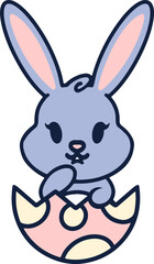 cute easter bunny cartoon with easter egg