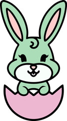 cute easter bunny cartoon with easter egg