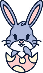 cute easter bunny cartoon with easter egg