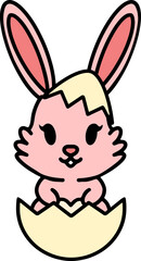cute easter bunny in easter egg