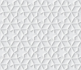 Geometric pattern in light gray color, Soft emboss texture background, Engraved seamless wallpaper, 3d illustration