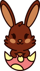 cute bunny in easter egg cartoon