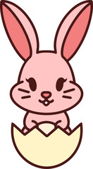 cute bunny in easter egg cartoon