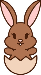 cute bunny in easter egg cartoon