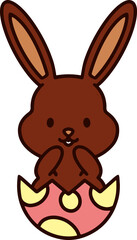 cute bunny in easter egg cartoon