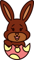 cute bunny in easter egg cartoon