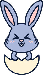 cute bunny in easter egg cartoon