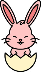cute bunny in easter egg cartoon