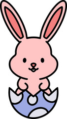 cute bunny in easter egg cartoon
