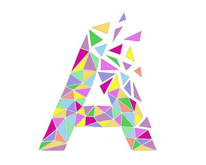 Mosaic letter A, geometrical logo, vector illustration - 731201357