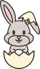 Obraz premium cute bunny in easter egg cartoon