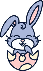 cute bunny in easter egg cartoon