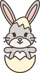 cute bunny in easter egg cartoon