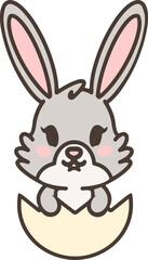 cute bunny in easter egg cartoon