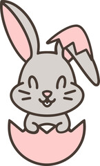 cute bunny in easter egg cartoon