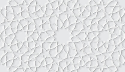 Geometric pattern in light gray color, Soft emboss texture background, Engraved seamless wallpaper, 3d illustration