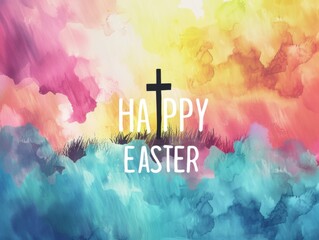 HAPPY EASTER a colorful holiday card with the words Generative AI