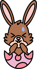 cute easter bunny in egg cartoon